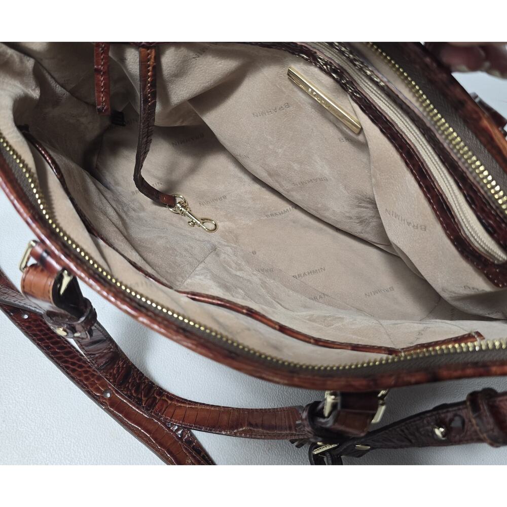 Brahmin Asher Satchel Pecan Melbourns Leather Tote Crossbody Bag Medium - Picture 15 of 16
